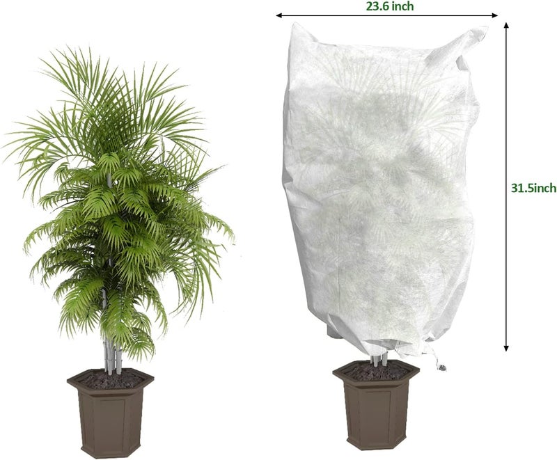 EAONE 12 Pack Plant Covers Freeze Protection, 24x32'' Winter Frosts Cloth for Outdoor Plants, Reusable Frost Blankets Drawstring Bags for Cold Freeze Sun Protection Bird Insect Prevention,White - Image 2